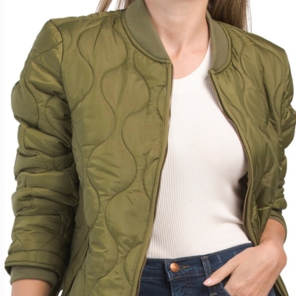 NWT AVEC LES FILES Heritage Quilted Longline Bomber Coat in Olive Green size Sm - Picture 4 of 5